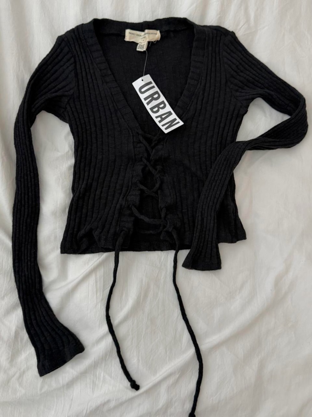 bnwt urban outfitters black lace up long sleeve top